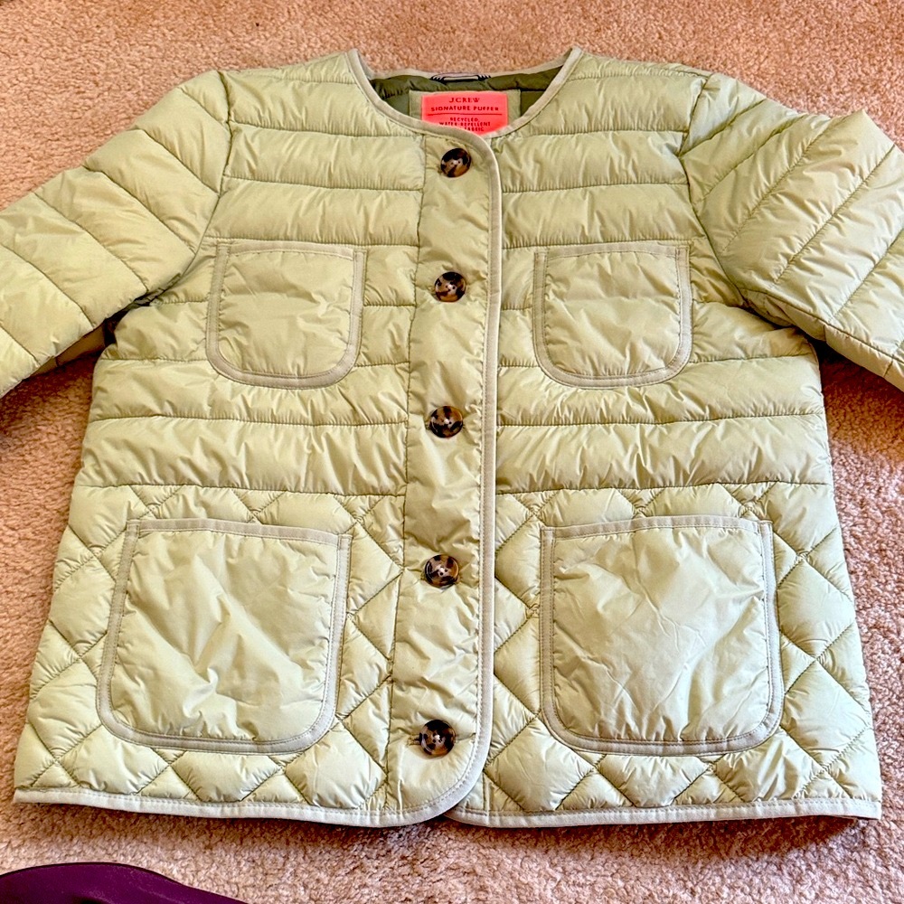J. Crew Signature Puffer Jacket in Lime Green. Size M.